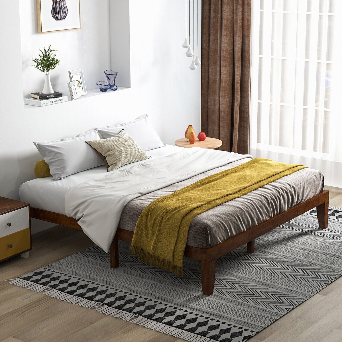 14 Inch King Size Wood Platform Bed Frame-Simple Bed Frame-DECOROLALA