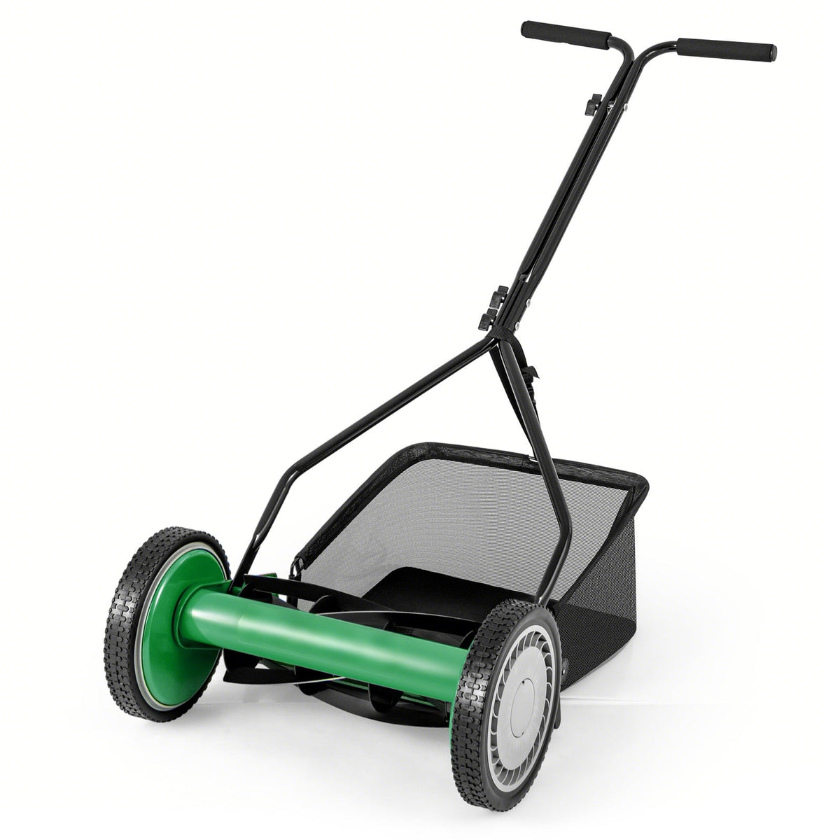 14 Inch Push Lawn Mower with 5 Steel Blades and Grass Catcher Bag-Green-Lawn Care Tools-DECOROLALA