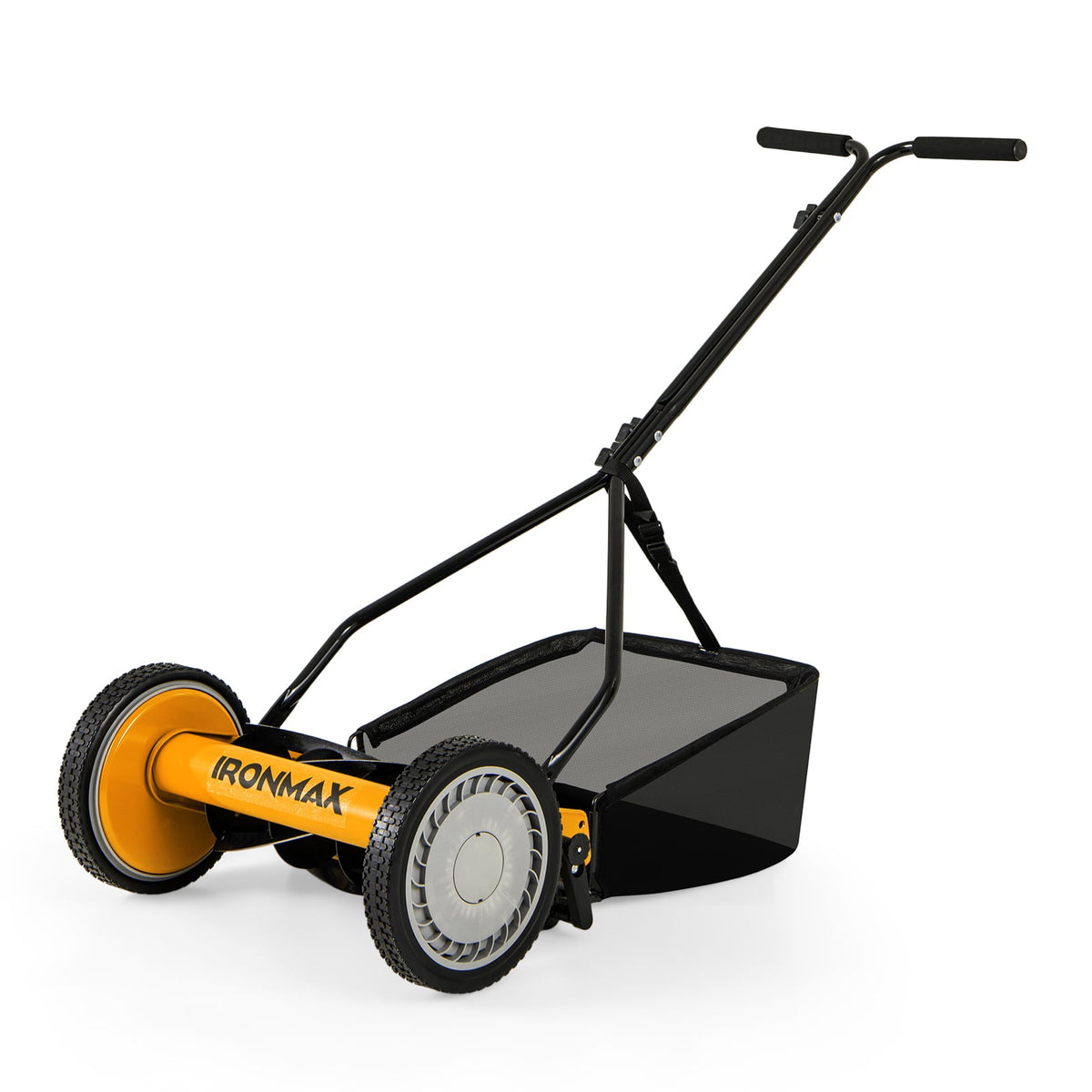 14 Inch Push Lawn Mower with 5 Steel Blades and Grass Catcher Bag-Orange-Lawn Care Tools-DECOROLALA