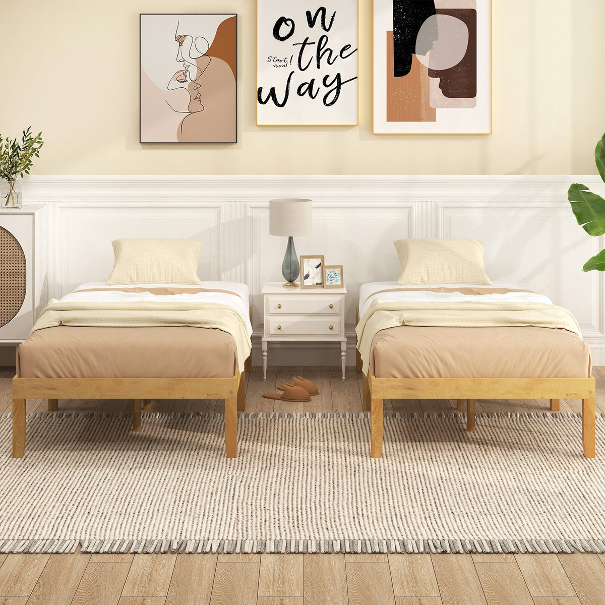 14 Inch Twin Wood Platform Bed Frame with Wooden Slats Support-Simple Bed Frame-DECOROLALA