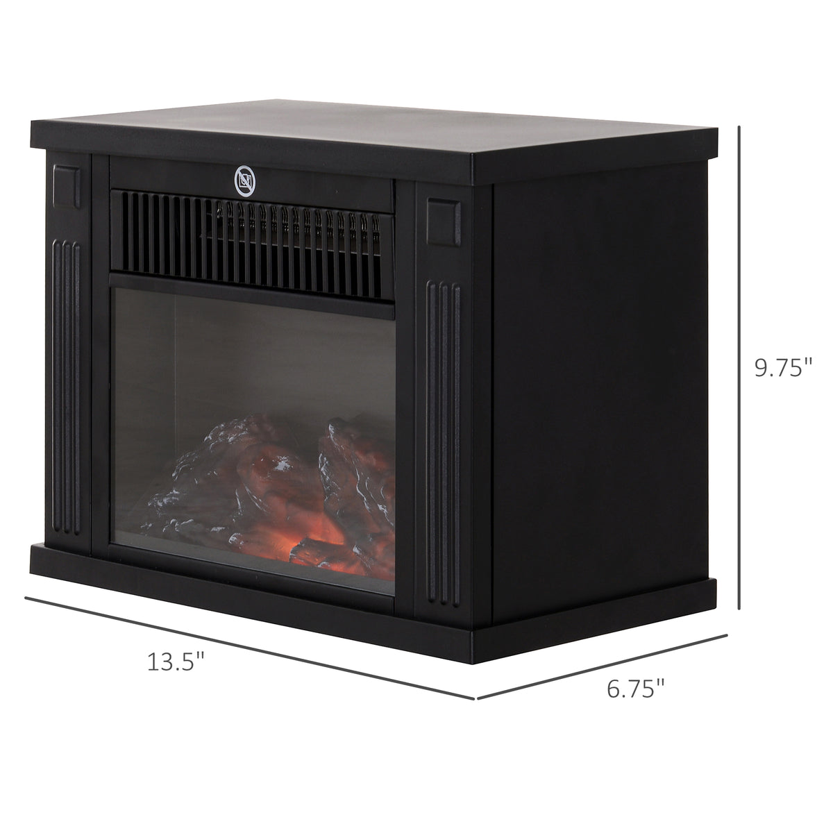 14" Mini Portable Electric Fireplace Heater 1000W - Black-Electric Fireplaces-DECOROLALA
