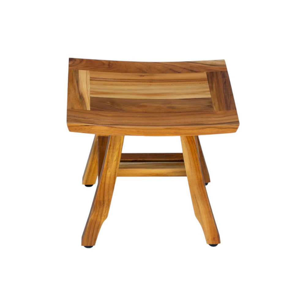 14" Natural Teak Curvilinear Shower Bench-Shower Benches-DECOROLALA