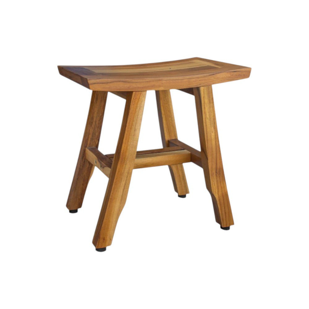 14" Natural Teak Curvilinear Shower Bench-Shower Benches-DECOROLALA