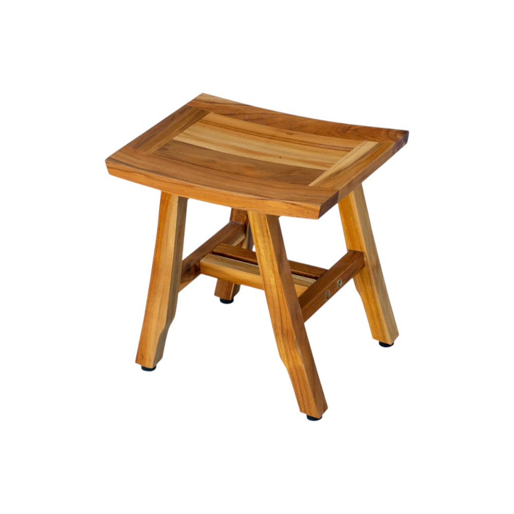 14" Natural Teak Curvilinear Shower Bench-Shower Benches-DECOROLALA