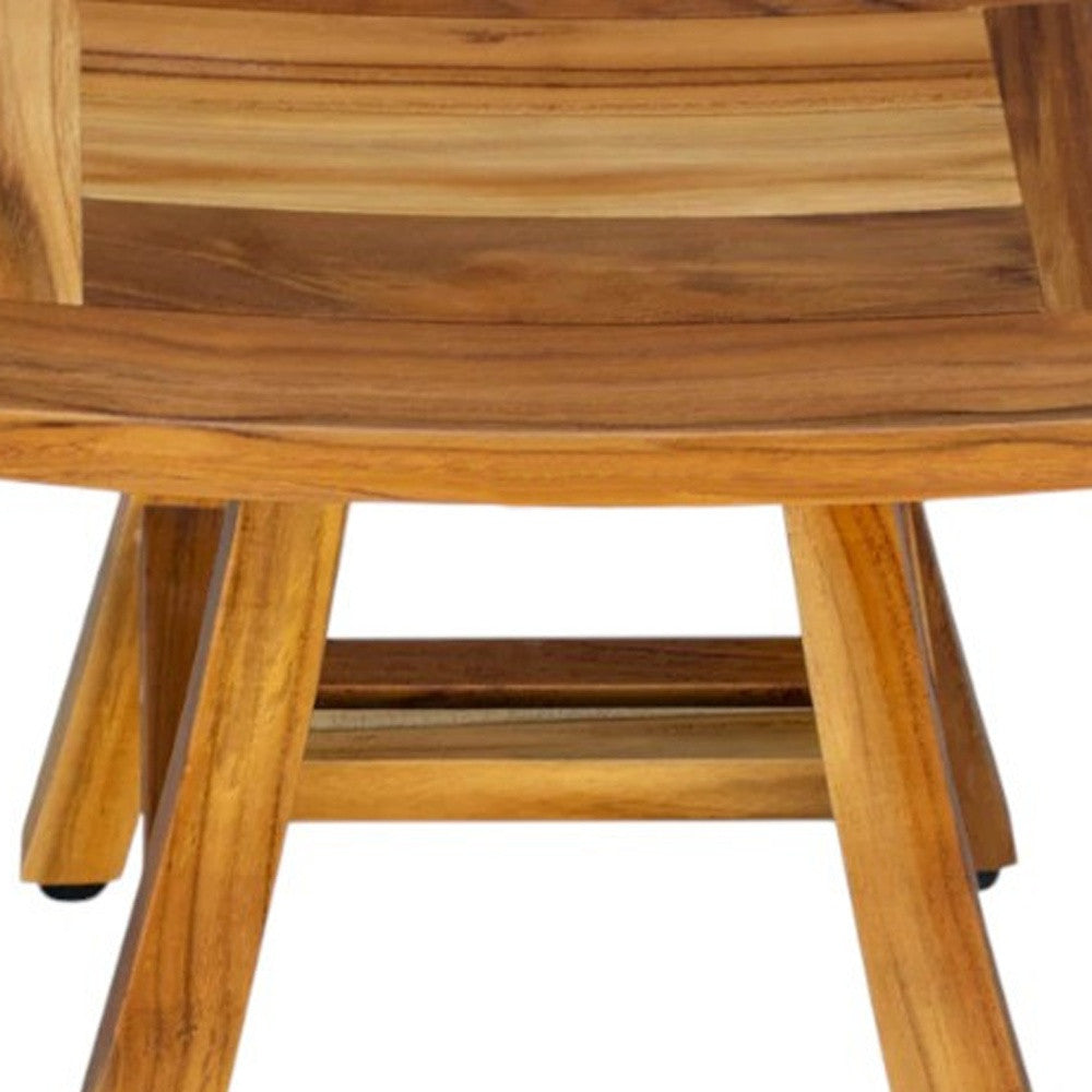 14" Natural Teak Curvilinear Shower Bench-Shower Benches-DECOROLALA