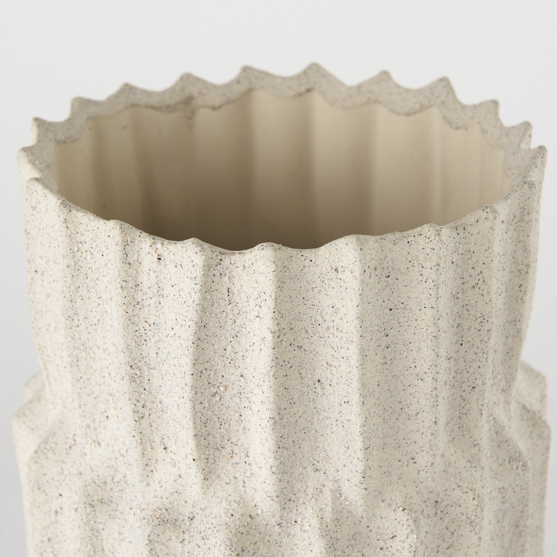14" Sand Organic Textured Ceramic Cylinder Table Vase-Vases-DECOROLALA