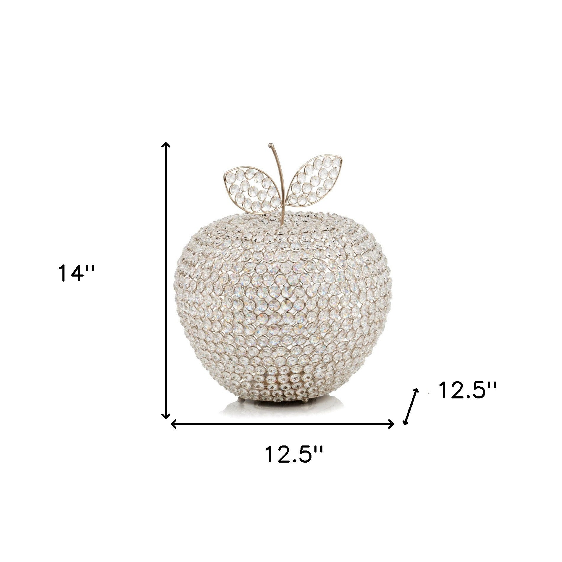 14" Silver Faux Crystal Apple Sculpture-Sculptures-DECOROLALA