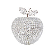 14" Silver Faux Crystal Apple Sculpture-Sculptures-DECOROLALA