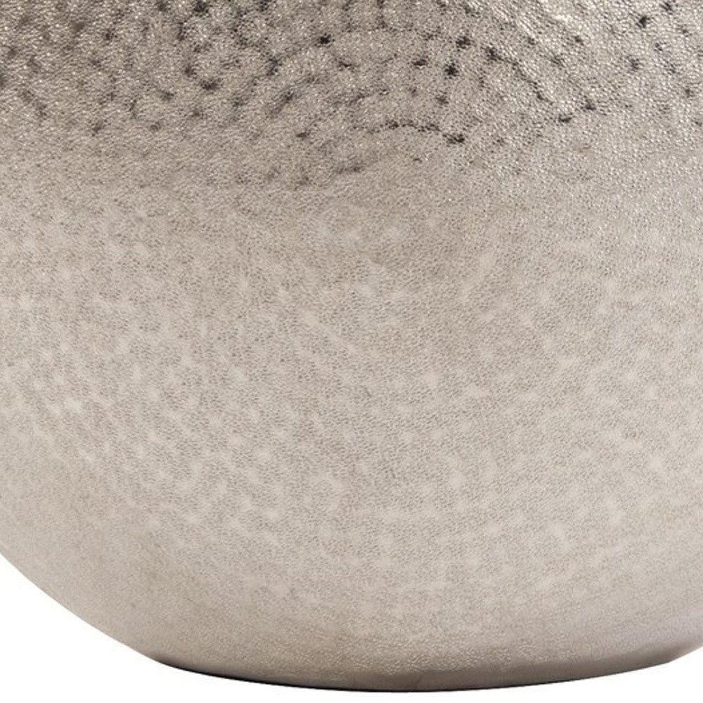 14" Silver Hammered Round Aluminum Table Vase-Vases-DECOROLALA