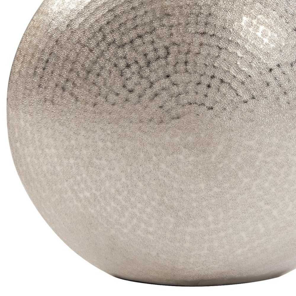14" Silver Hammered Round Aluminum Table Vase-Vases-DECOROLALA