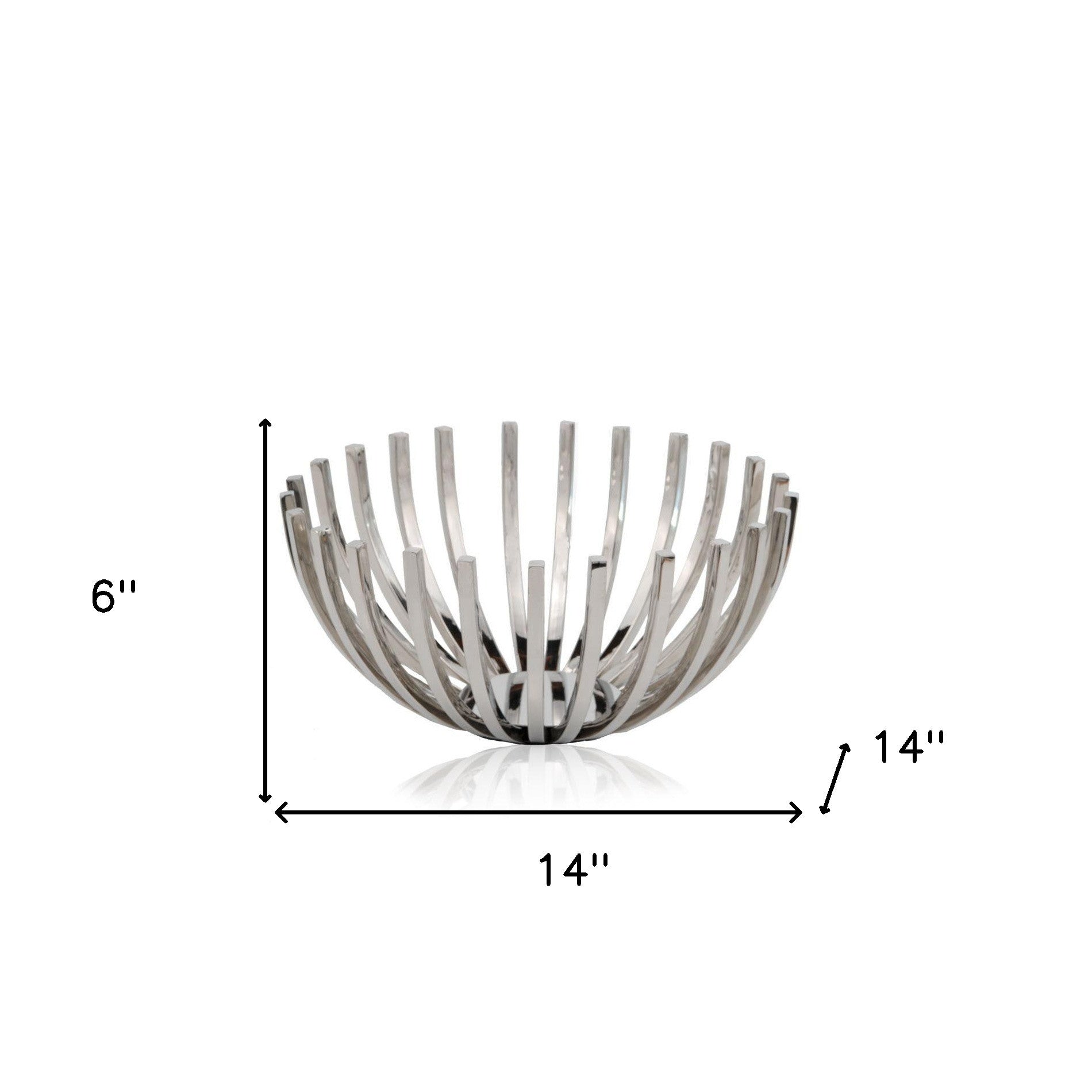 14" Silver Stainless Steel Decorative Bowl-Serving Bowls-DECOROLALA