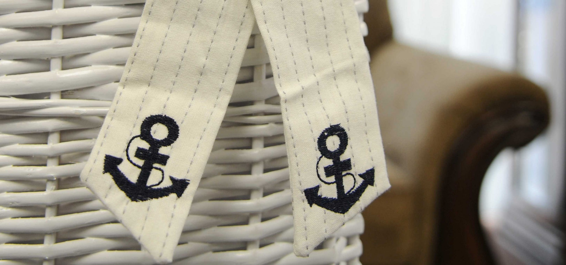 14" X 17.5" X 19.5" White blue rectangular willow Basket Set Of 5-Organizers-DECOROLALA