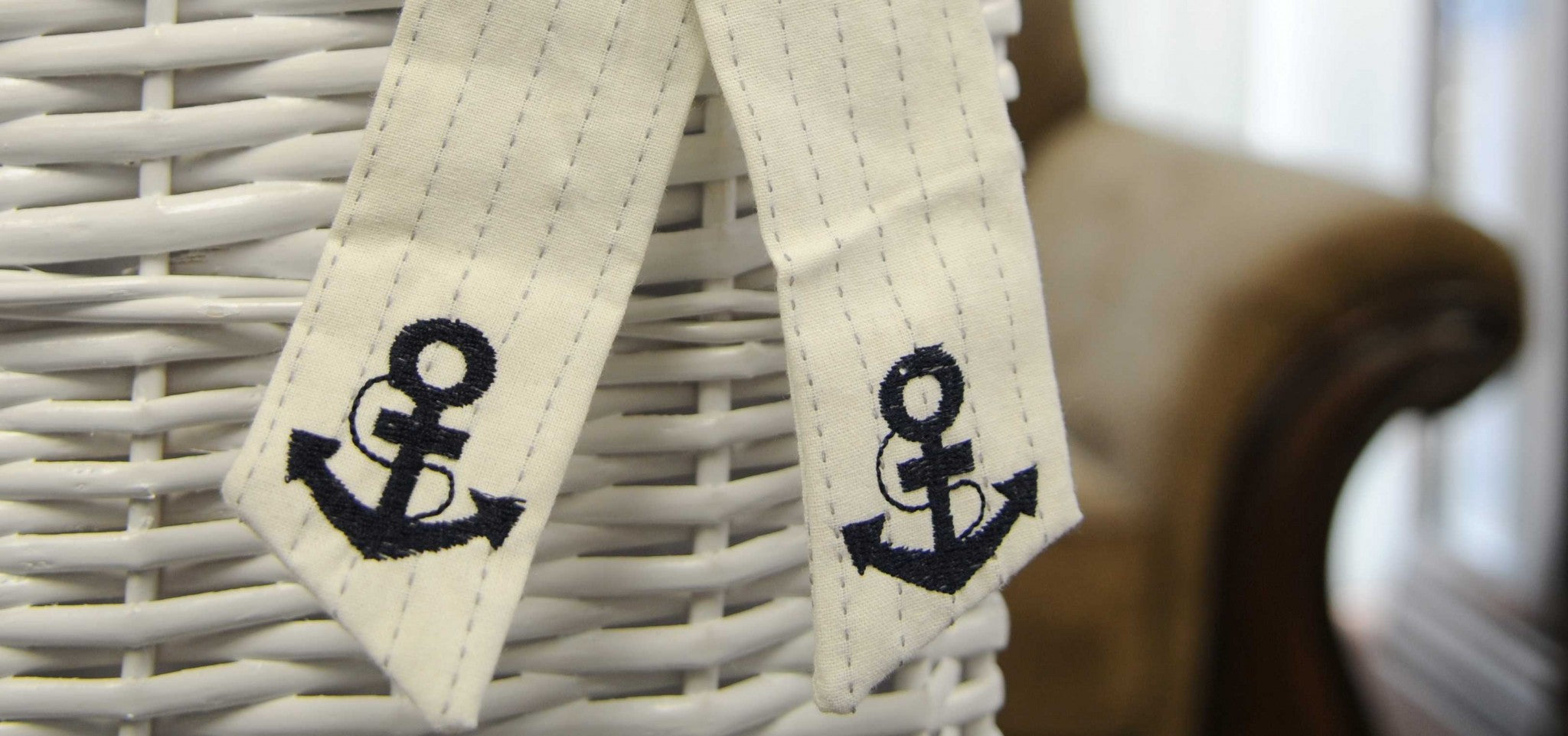 14" X 17.5" X 19.5" White blue rectangular willow Basket Set Of 5-Organizers-DECOROLALA