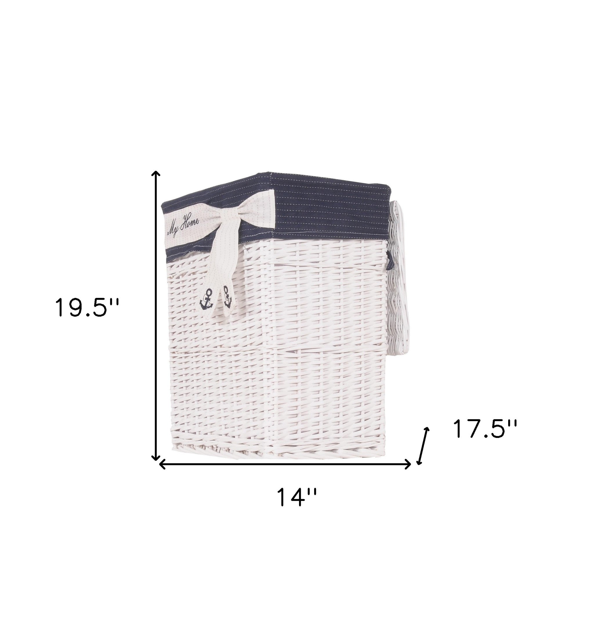14" X 17.5" X 19.5" White blue rectangular willow Basket Set Of 5-Organizers-DECOROLALA