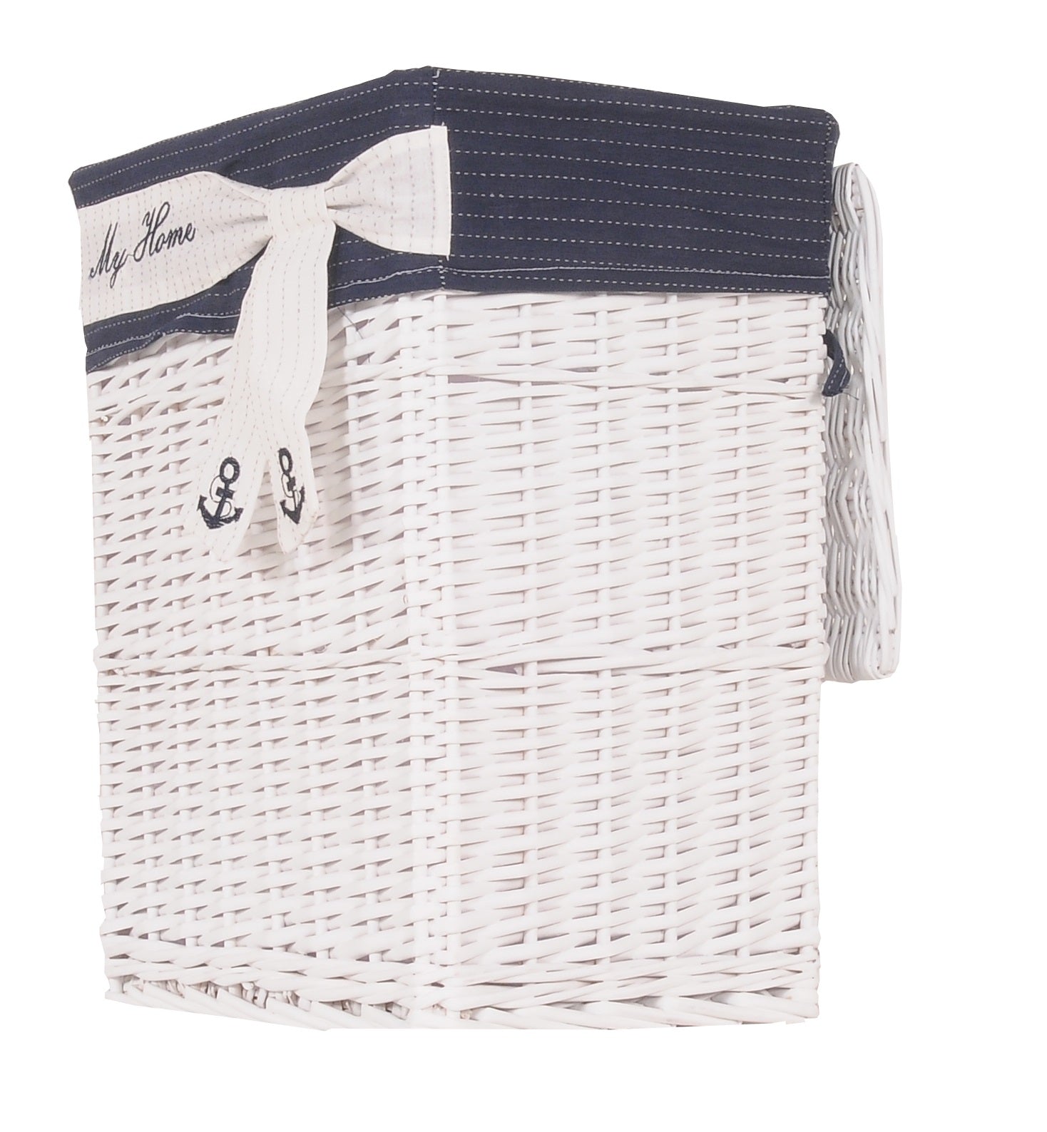 14" X 17.5" X 19.5" White blue rectangular willow Basket Set Of 5-Organizers-DECOROLALA