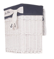 14" X 17.5" X 19.5" White blue rectangular willow Basket Set Of 5-Organizers-DECOROLALA