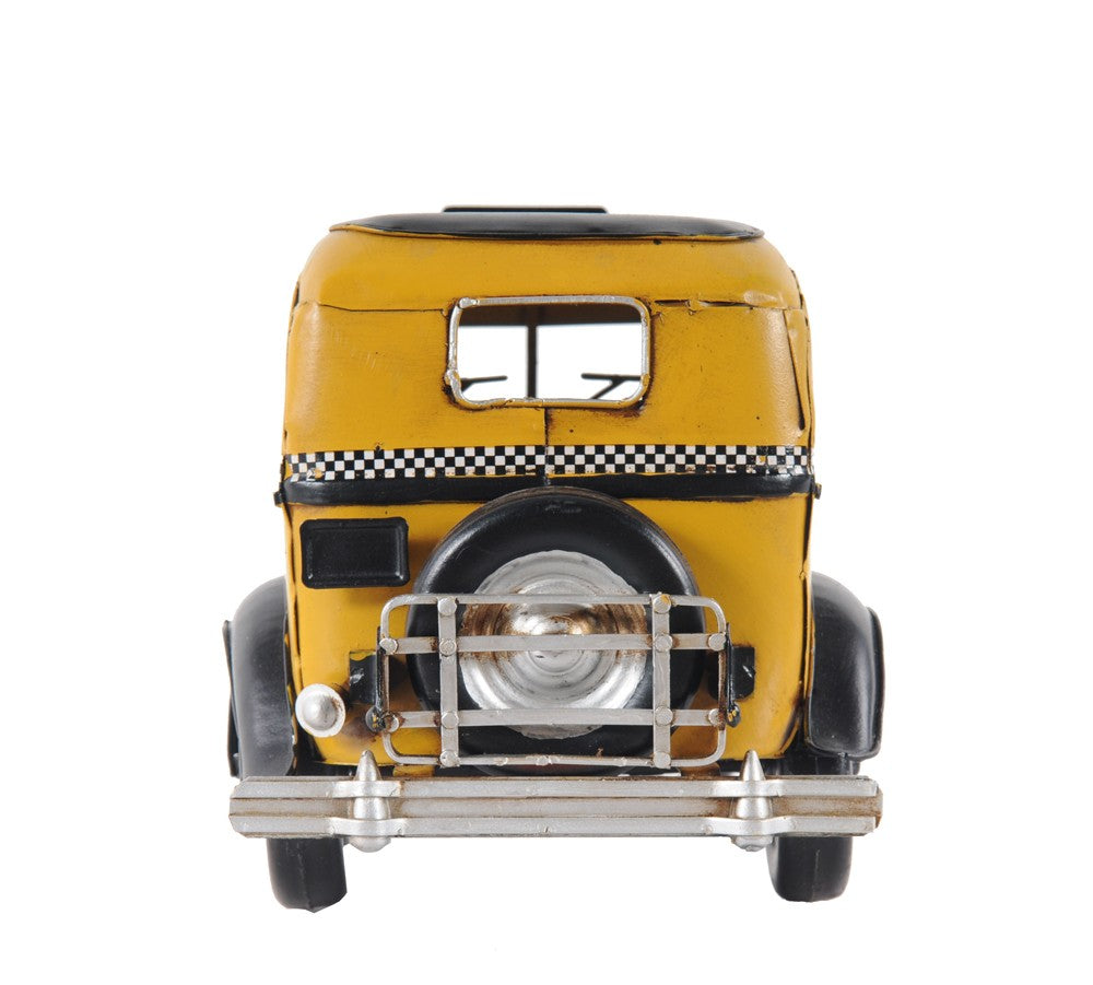 14" Yellow Checker Taxi Cab Model Sculpture-Sculptures-DECOROLALA