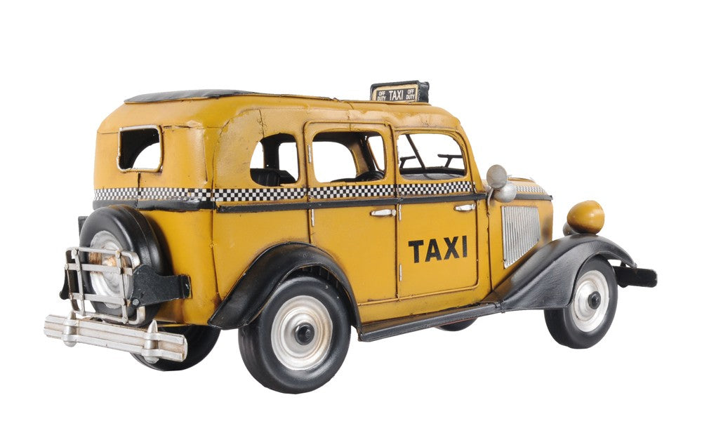 14" Yellow Checker Taxi Cab Model Sculpture-Sculptures-DECOROLALA