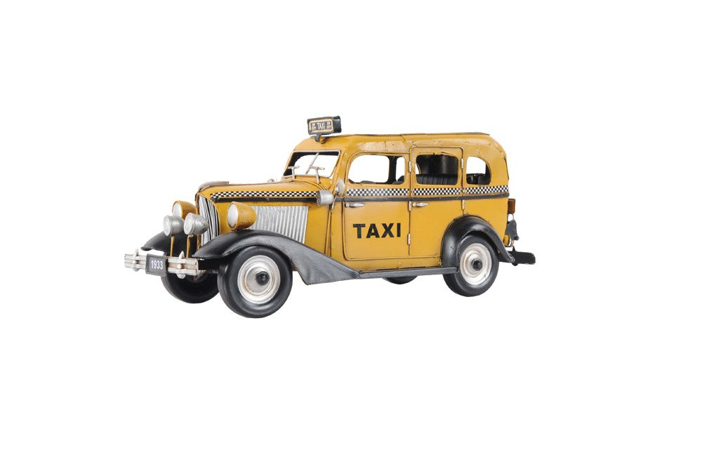 14" Yellow Checker Taxi Cab Model Sculpture-Sculptures-DECOROLALA