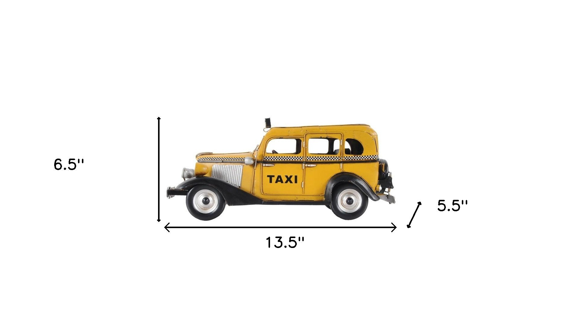 14" Yellow Checker Taxi Cab Model Sculpture-Sculptures-DECOROLALA