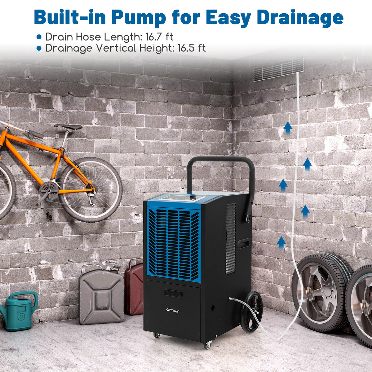 140 Pints Commercial Dehumidifier Crawl Space Dehumidifier with Pump and Drain Hose-Blue-Dehumidifiers-DECOROLALA
