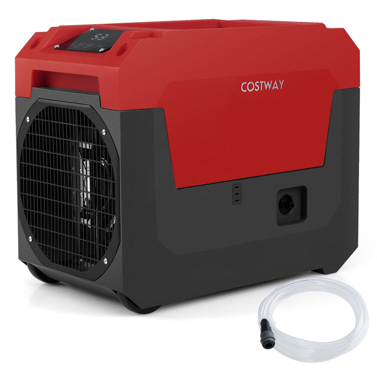 140 Pints Commercial Dehumidifier with Pump and Drain Hose-Red-Dehumidifiers-DECOROLALA