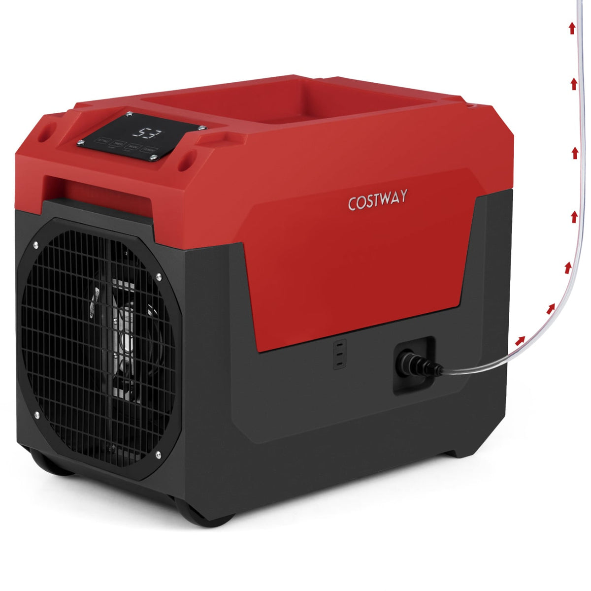 140 Pints Commercial Dehumidifier with Pump and Drain Hose-Red-Dehumidifiers-DECOROLALA