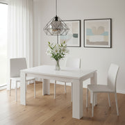 140" White Solid Wood Dining Table-Dining Tables-DECOROLALA