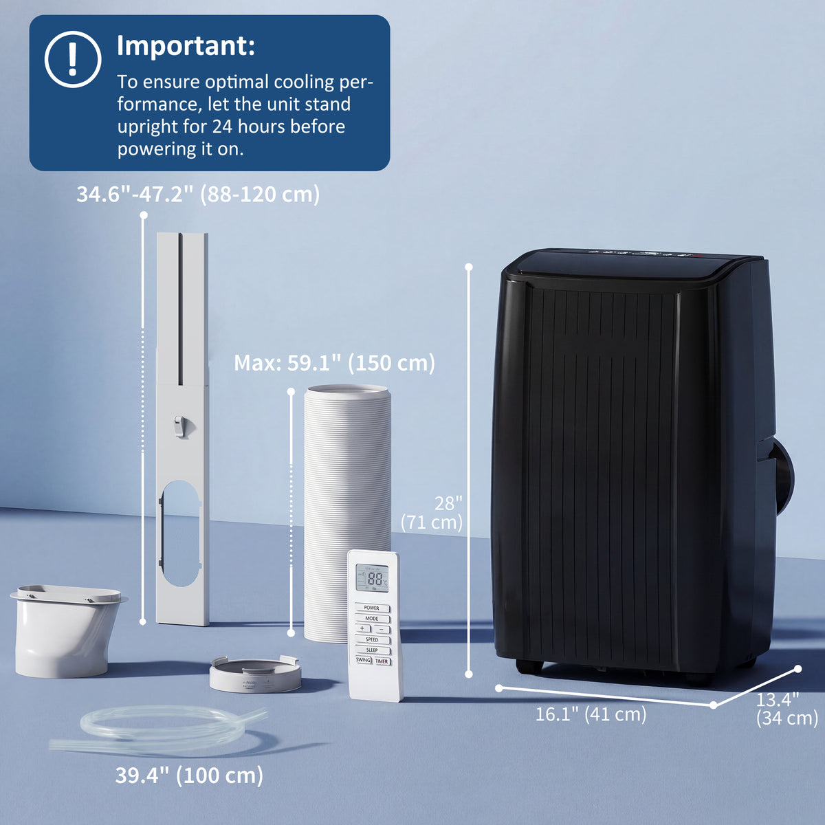 14000 BTU 5-in-1 Portable Air Conditioner with Heat & WiFi - Black-Air Conditioner-DECOROLALA