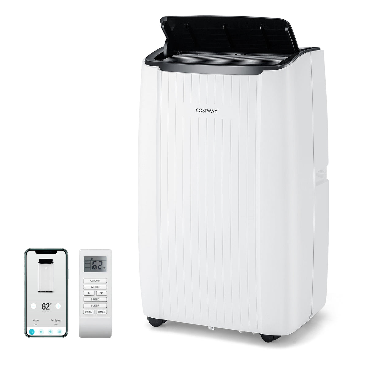 14000 BTU Portable Air Conditioner 4-in-1 Smart WiFi Enabled Home AC Unit with Heat-Portable Air Conditioners-DECOROLALA