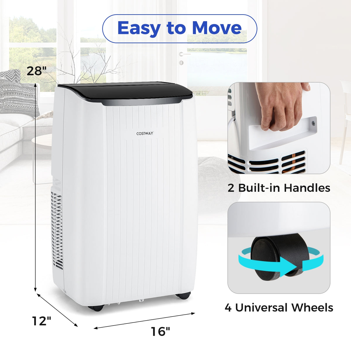 14000 BTU Portable Air Conditioner 4-in-1 Smart WiFi Enabled Home AC Unit with Heat-Portable Air Conditioners-DECOROLALA