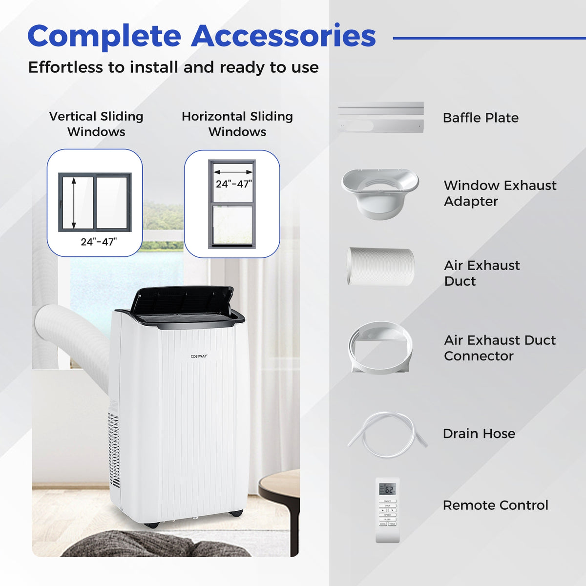 14000 BTU Portable Air Conditioner 4-in-1 Smart WiFi Enabled Home AC Unit with Heat-Portable Air Conditioners-DECOROLALA