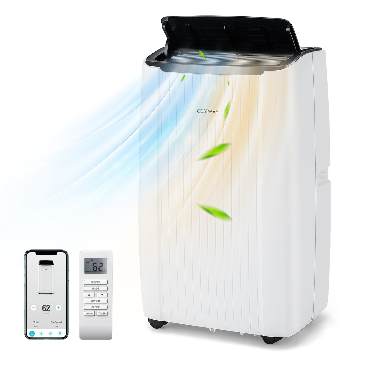 14000 BTU Portable Air Conditioner 4-in-1 Smart WiFi Enabled Home AC Unit with Heat-Portable Air Conditioners-DECOROLALA