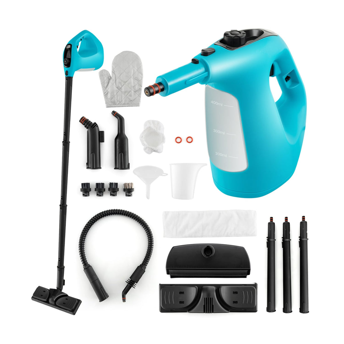 1400W Handheld Steam Cleaner with 14-Piece Accessory Kit and Child Lock-Blue-Vacuum Cleaners-DECOROLALA