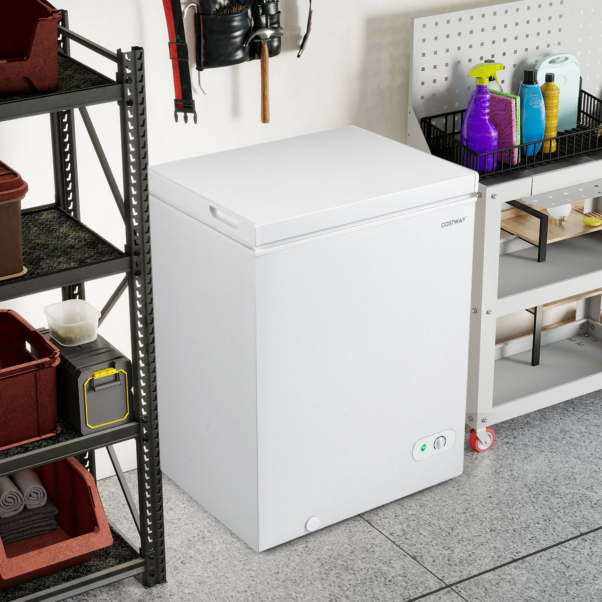 141 L/5 Cu.Ft Compact Chest Freezer with 7-Gear Adjustable Temperature-White-Freezers-DECOROLALA