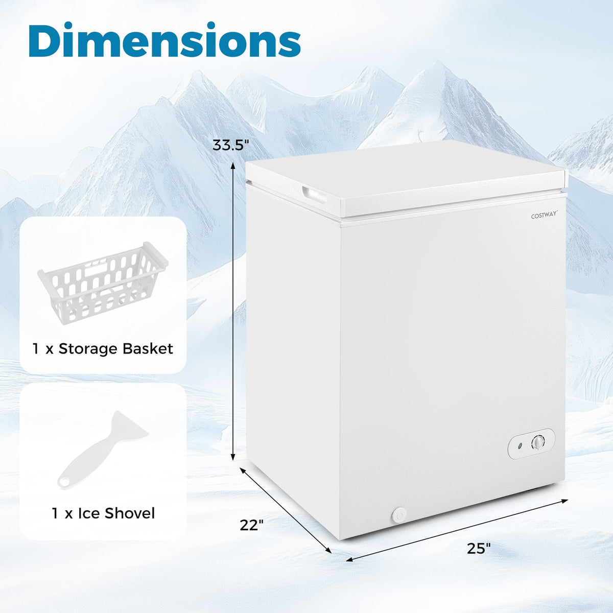 141 L/5 Cu.Ft Compact Chest Freezer with 7-Gear Adjustable Temperature-White-Freezers-DECOROLALA