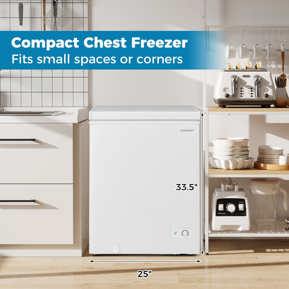 141 L/5 Cu.Ft Compact Chest Freezer with 7-Gear Adjustable Temperature-White-Freezers-DECOROLALA