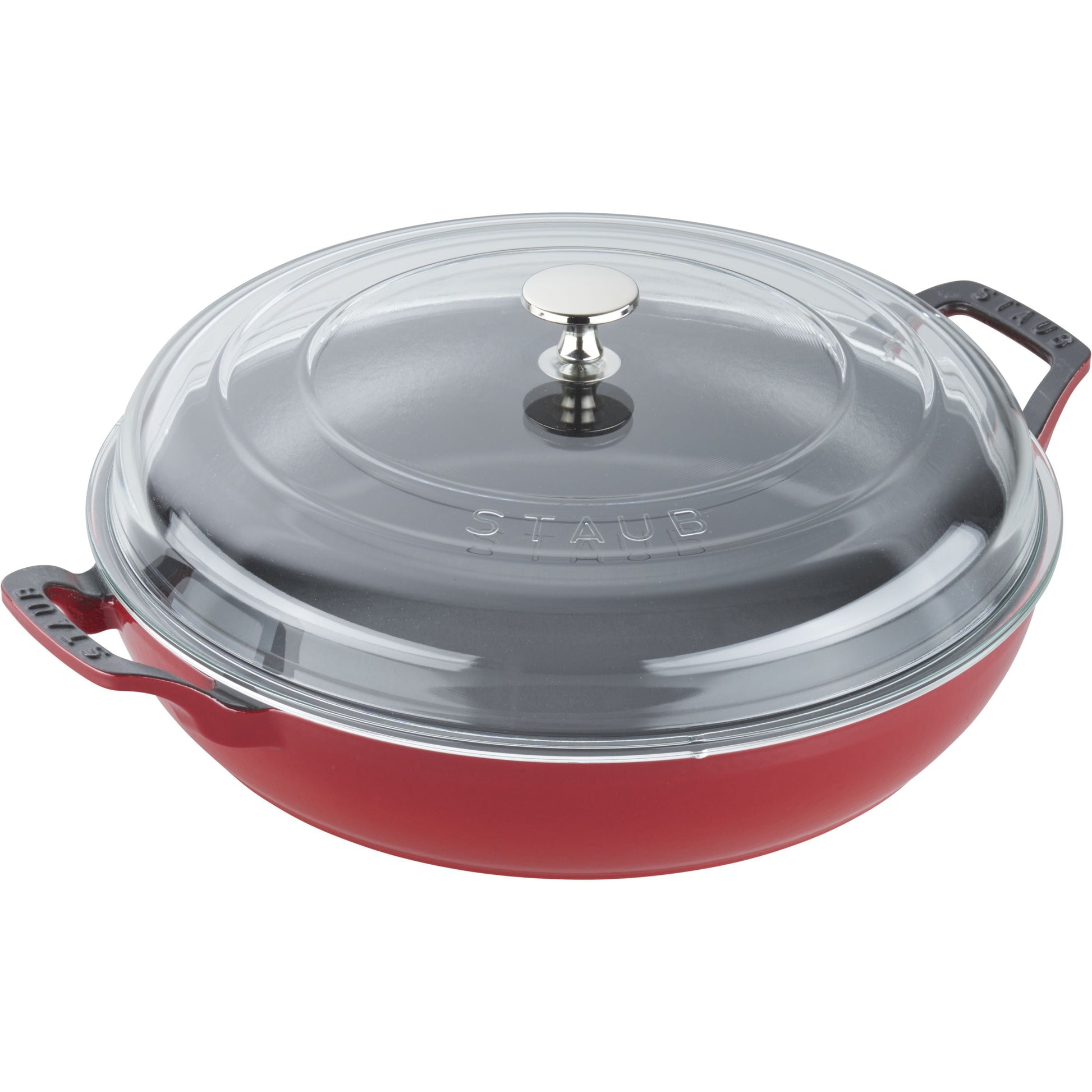 STAUB Braisers 3.5 L Cast Iron Round Heritage Braiser/Sauté Pan, Cherry-n/a-DECOROLALA