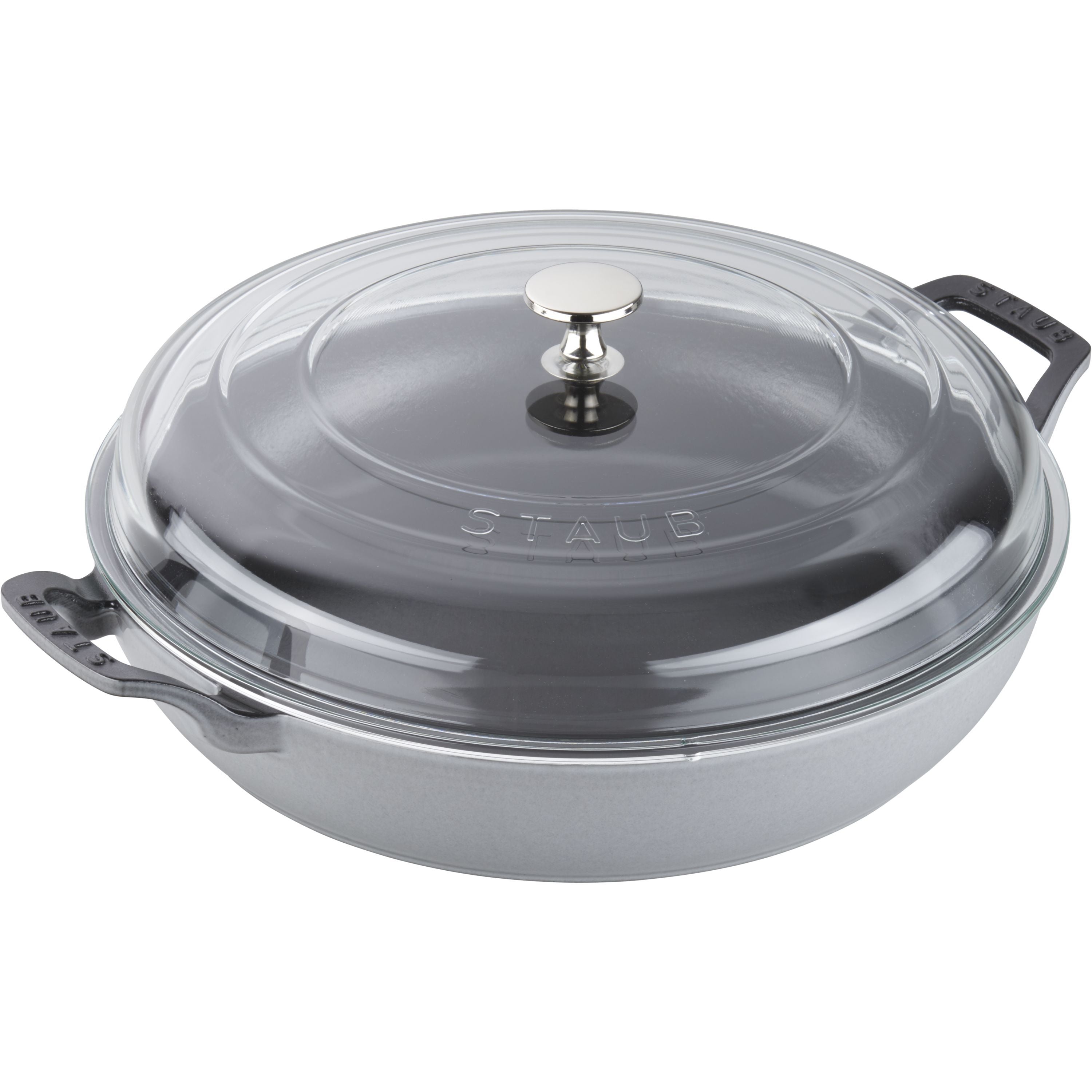 STAUB Braisers 3.5 L Cast Iron Round Heritage Braiser/Sauté Pan, Graphite-Grey-n/a-DECOROLALA