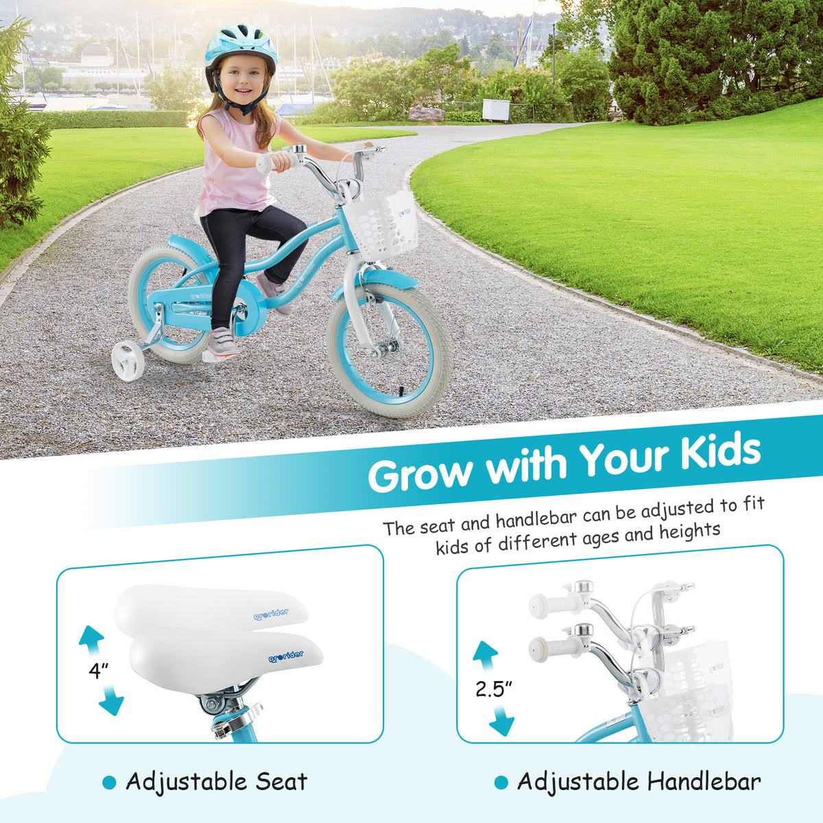 14/16/ Kids Bike with Dual Brakes and Adjustable Seat