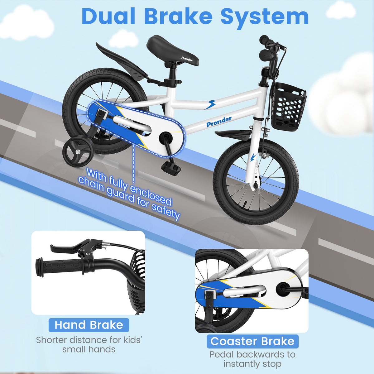 Kids Bike with 2 Training Wheels for 3-5 Years Old