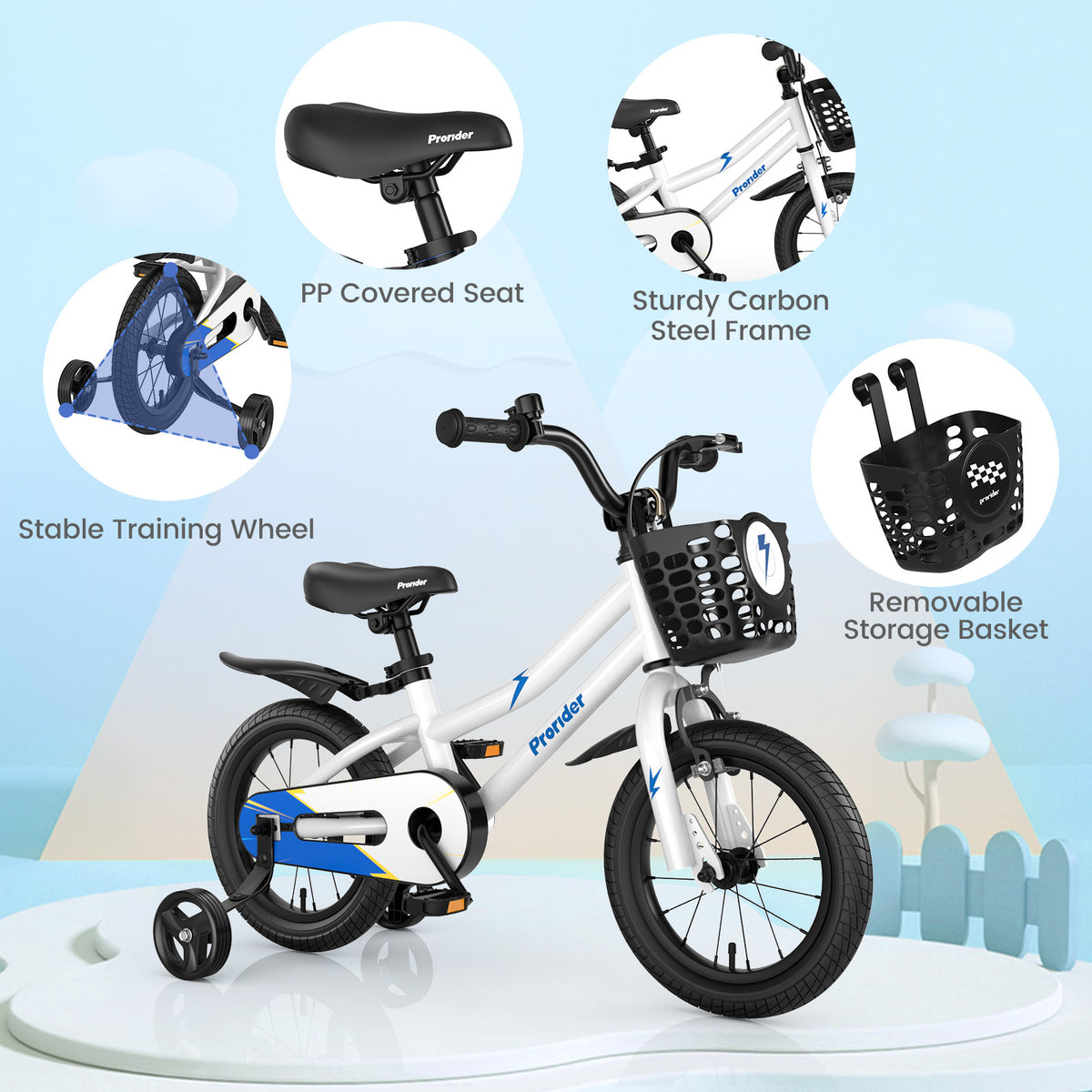 Kids Bike with 2 Training Wheels for 3-5 Years Old