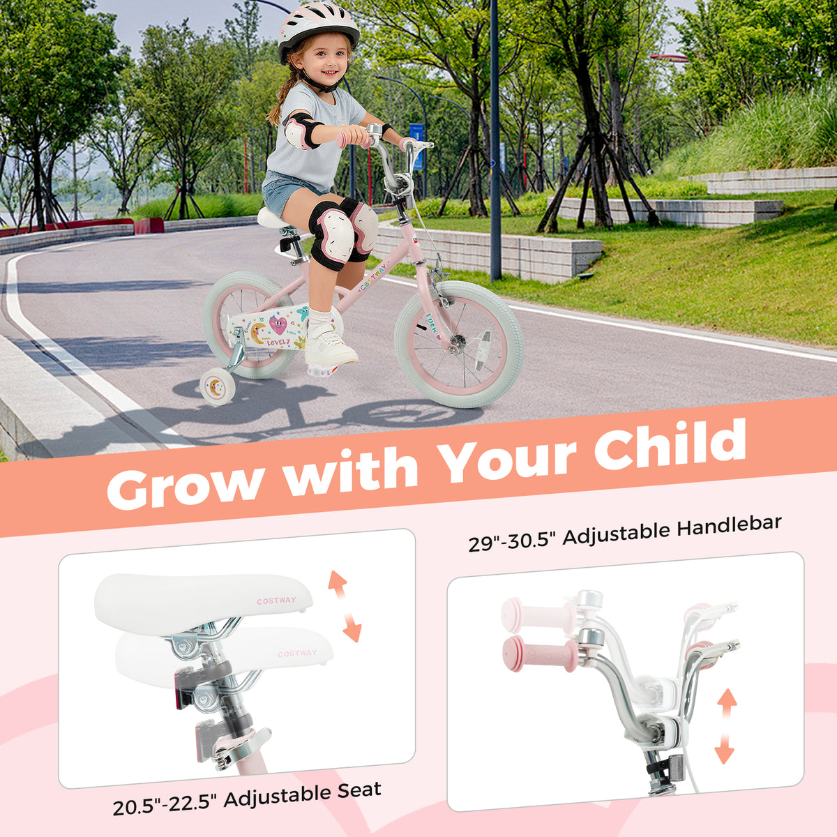 Vélo pour enfants réglable pour enfants de 3 à 8 ans - Étoiles et Lune