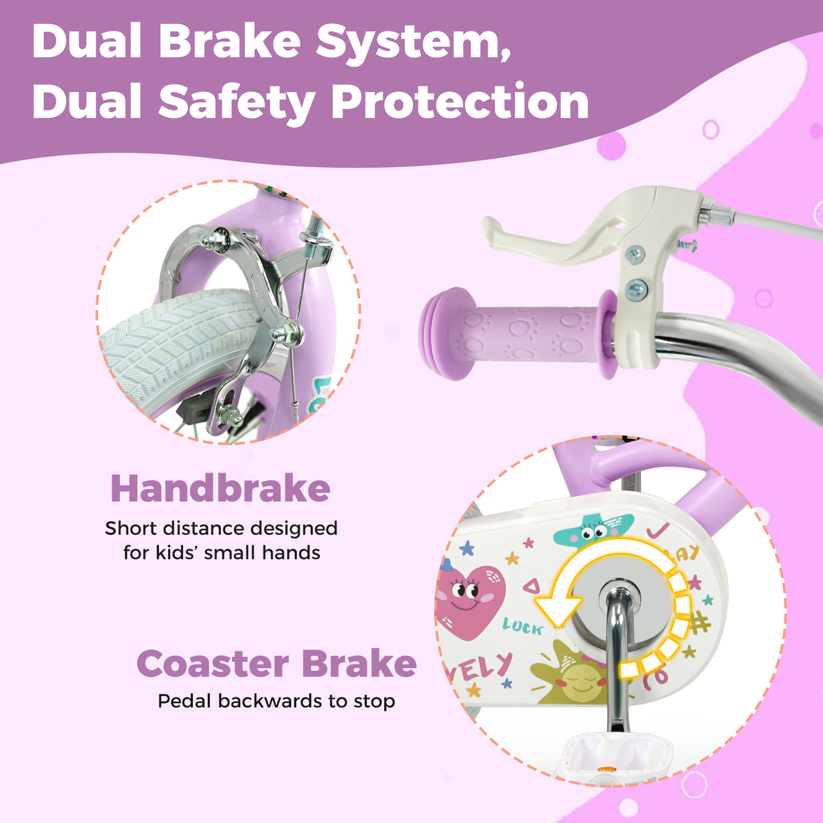 Kids Bike Adjustable for 3-8 Years Old Children - Stars & Moon
