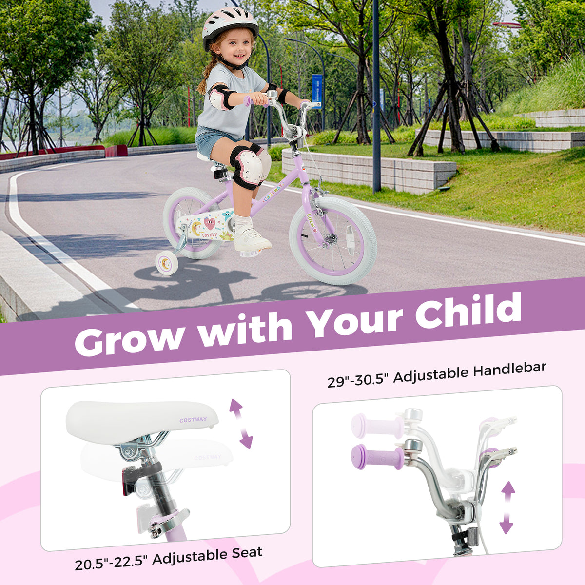 Kids Bike Adjustable for 3-8 Years Old Children - Stars & Moon
