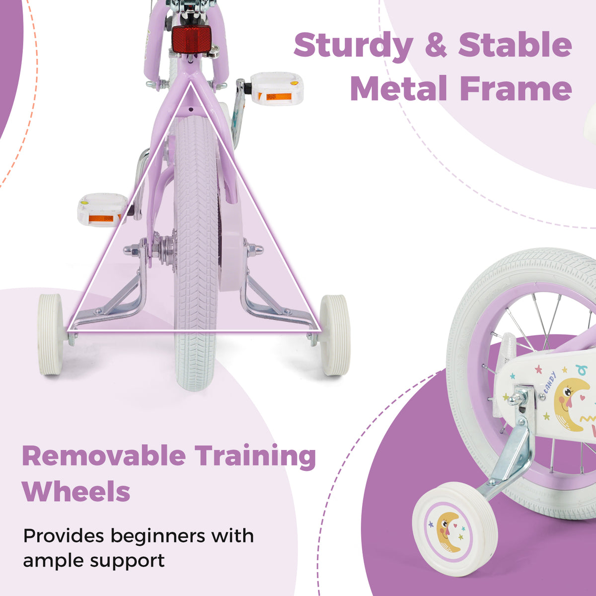 Kids Bike Adjustable for 3-8 Years Old Children - Stars & Moon