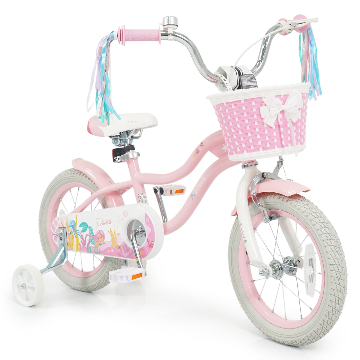 Vélo pour enfants réglable avec panier et rubans pour filles de 3-4 ans