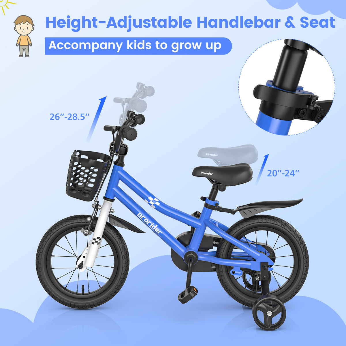 Kids Bike with 2 Training Wheels for 3-5 Years Old