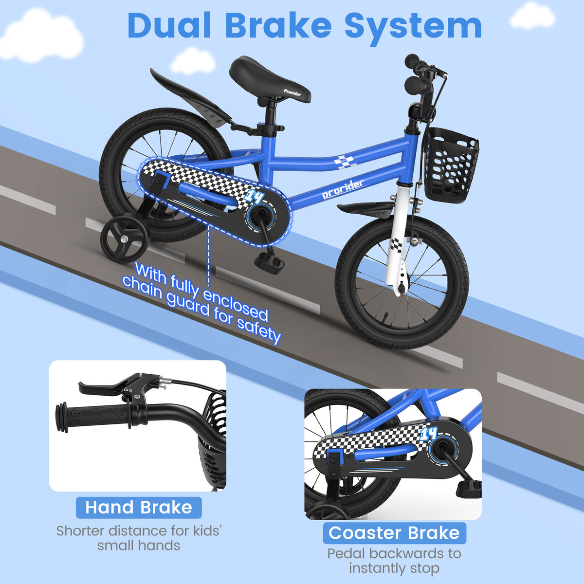 Kids Bike with 2 Training Wheels for 3-5 Years Old