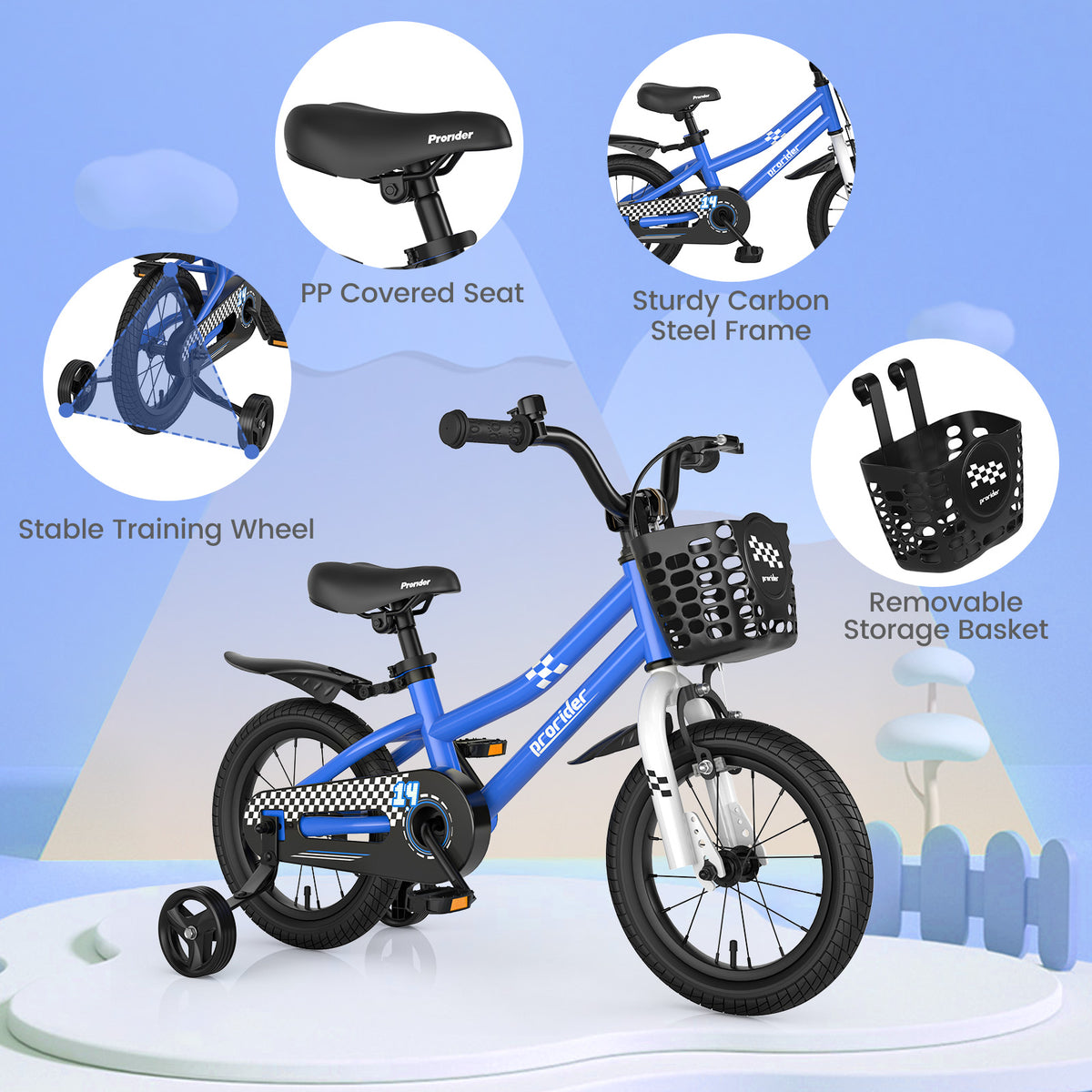 Kids Bike with 2 Training Wheels for 3-5 Years Old